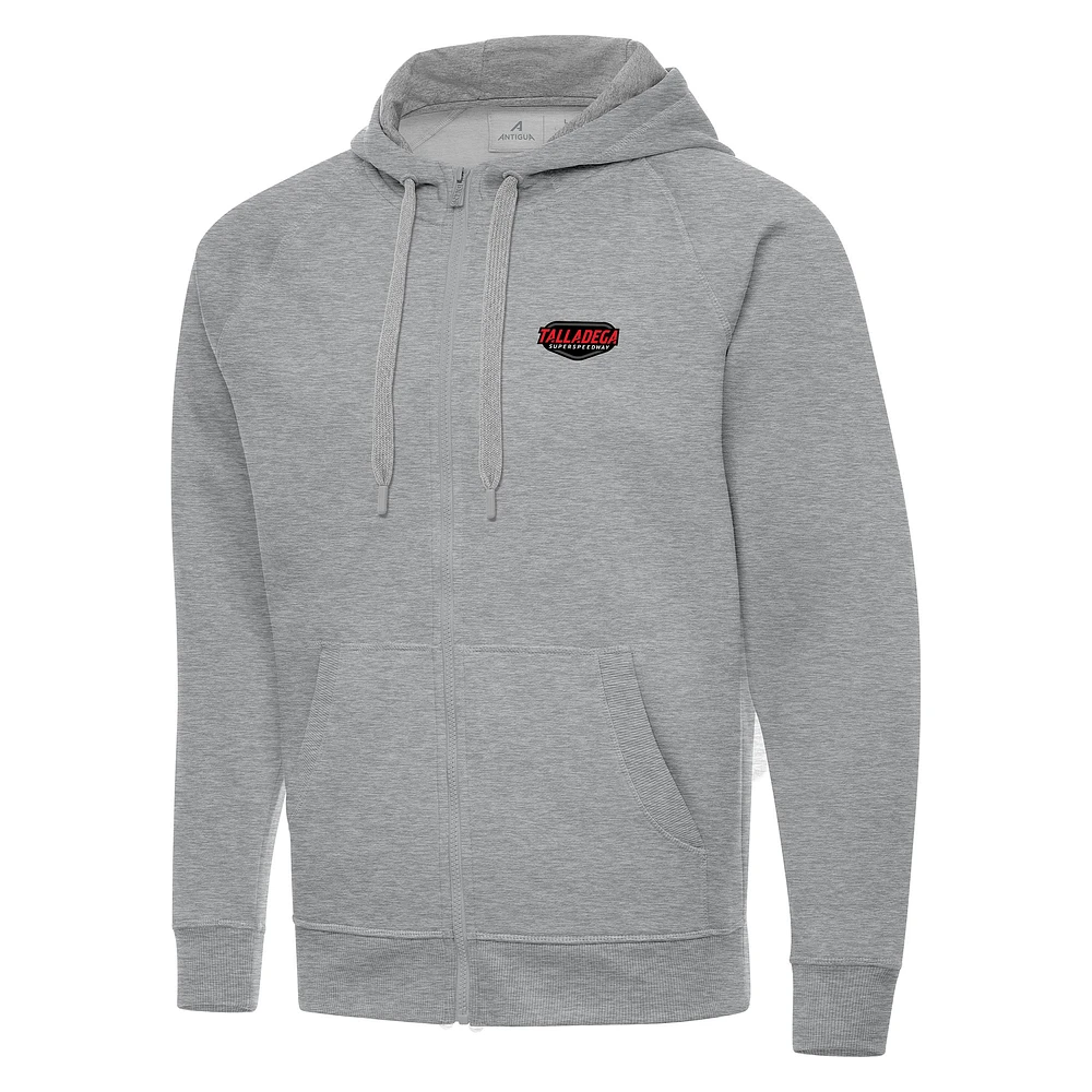 Men's Antigua Heather Gray Talladega Superspeedway Big & Tall Victory Full-Zip Hoodie