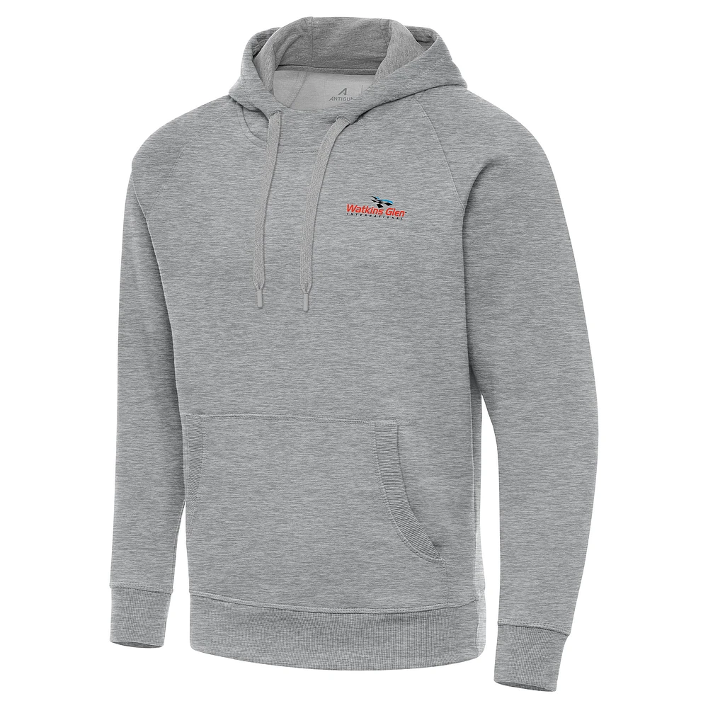 Men's Antigua Heather Gray Watkins Glen International Big & Tall Victory Raglan Pullover Hoodie