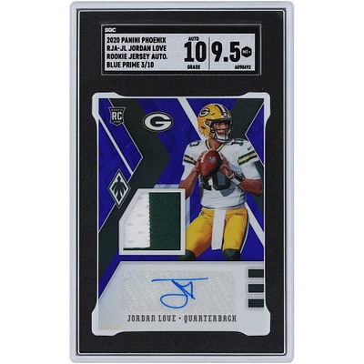 Jordan Love Green Bay Packers Autographed 2020 Panini Phoenix Blue Prime Rookie Jersey Dual-Color Relic #RJA-JL #3/10 SGC Authenticated 9.5/10 Rookie Card