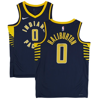 Tyrese Haliburton Indiana Pacers Autographed Nike Navy Icon Swingman Jersey