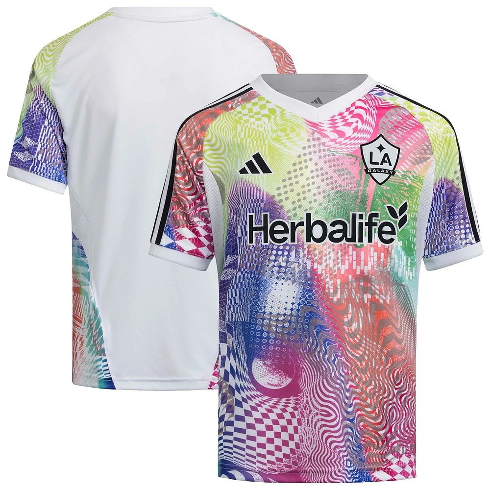Youth adidas White LA Galaxy Pride Pre-Match Top