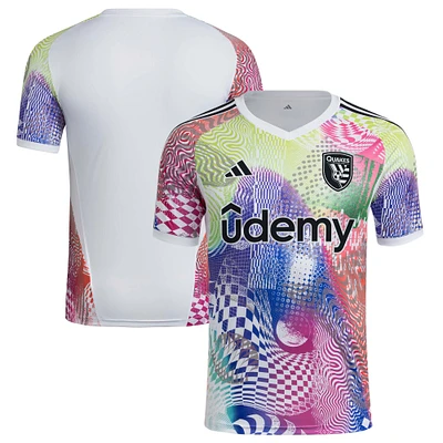 Men's adidas White San Jose Earthquakes 2025 Pride Pre-Match Top