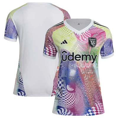Women's adidas White San Jose Earthquakes 2025 Pride Pre-Match Top