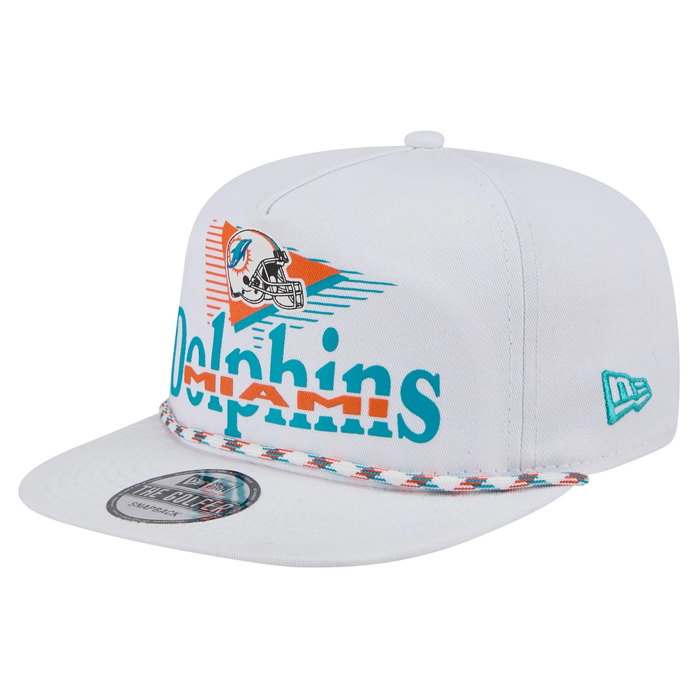 Men's New Era White Miami Dolphins Collide Golfer Snapback Hat