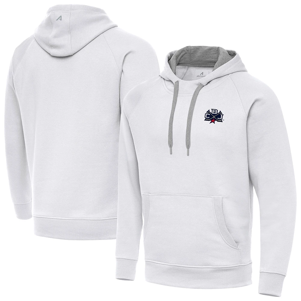 Men's Antigua White Columbus Blue Jackets 2025 NHL Stadium Series Victory Pullover Hoodie