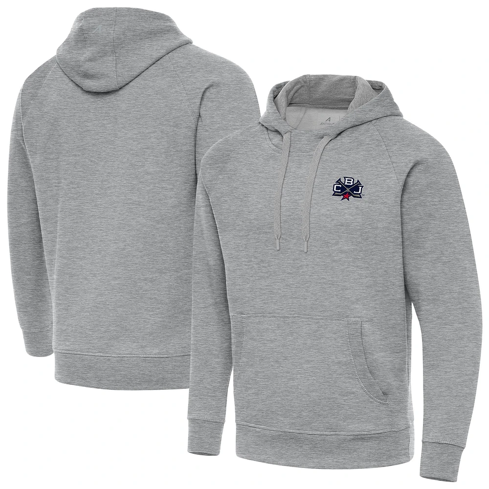 Men's Antigua Heather Gray Columbus Blue Jackets 2025 NHL Stadium Series Victory Pullover Hoodie