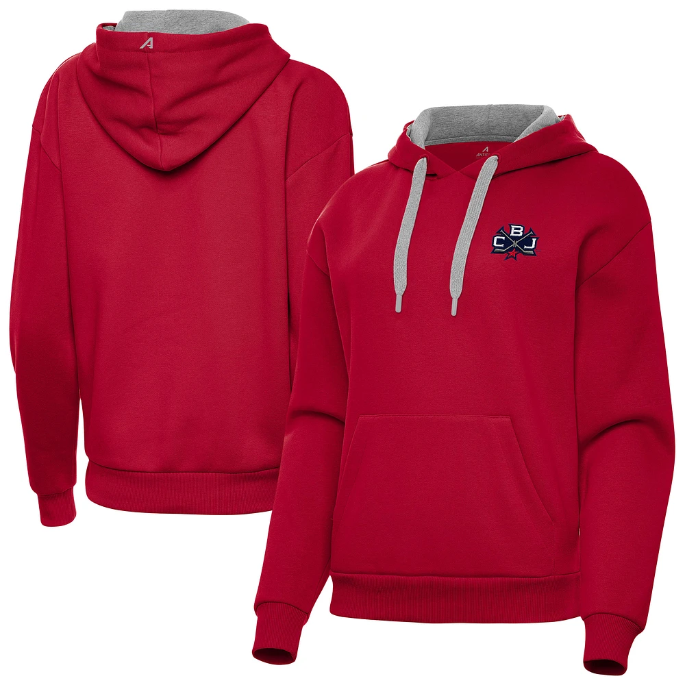 Women's Antigua Red Columbus Blue Jackets 2025 NHL Stadium Series Victory Pullover Hoodie