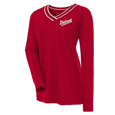 Women's Antigua Red Detroit Wings 2025 NHL Stadium Series Long Sleeve V-Neck Top