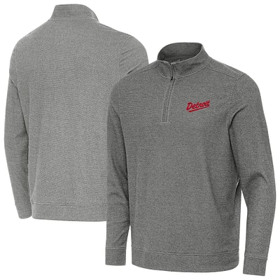Men's Antigua Heather Black Detroit Red Wings 2025 NHL Stadium Series Subtle Quarter-Zip Top
