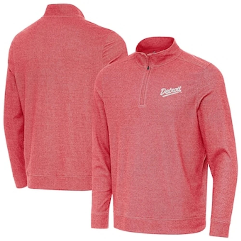 Men's Antigua Heather Red Detroit Wings 2025 NHL Stadium Series Subtle Quarter-Zip Top