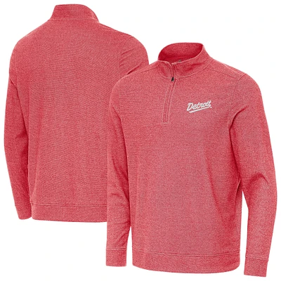 Men's Antigua Heather Red Detroit Wings 2025 NHL Stadium Series Subtle Quarter-Zip Top