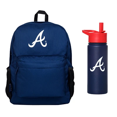 Wildkin Atlanta Braves Backpack & 18 oz. Water Bottle 2-Piece Set