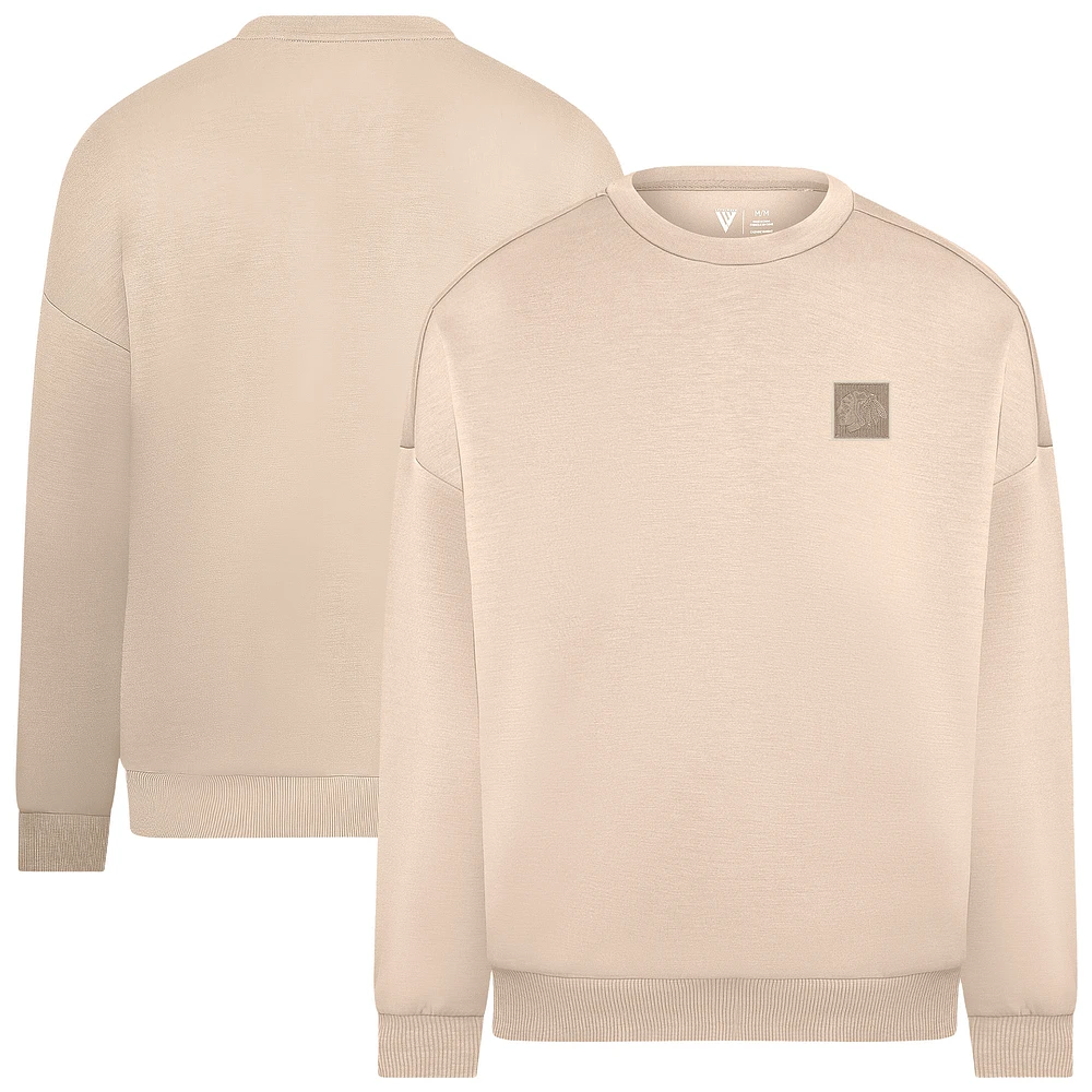 Men's Levelwear Khaki Chicago Blackhawks Luxe Signature Heirloom Tri-Blend Pullover Sweatshirt
