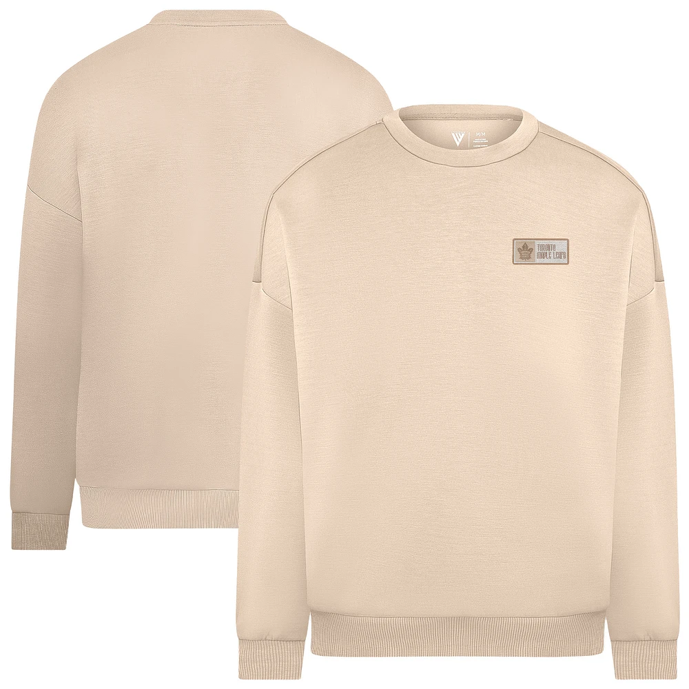 Men's Levelwear Khaki Toronto Maple Leafs Luxe Signature Lineage Tri-Blend Pullover Sweatshirt