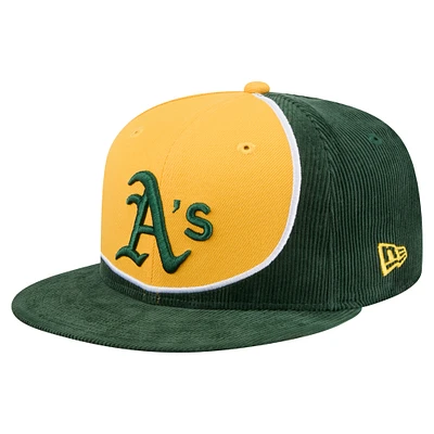 Men's New Era Green/Gold Athletics Retro Split Corduroy Snapback Hat