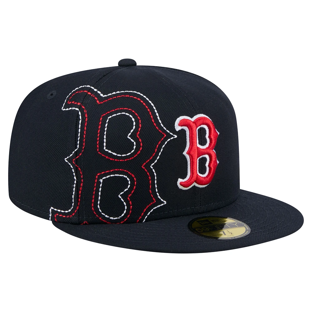 Men's New Era Navy Boston Red Sox Yarn Stitch 59FIFTY Fitted Hat