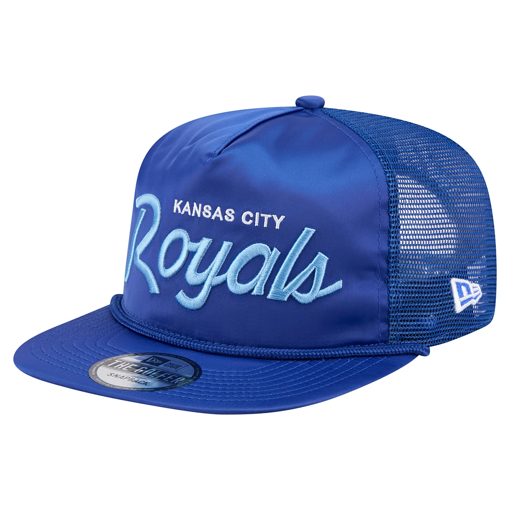 Men's New Era Royal Kansas City Royals Retro Satin Script Golfer Adjustable Hat