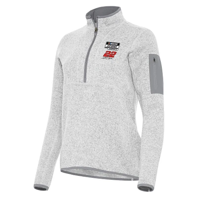 Women's Antigua Heather Gray Joey Logano Three-Time NASCAR Cup Series Champion Fortune Half-Zip Sweatshirt