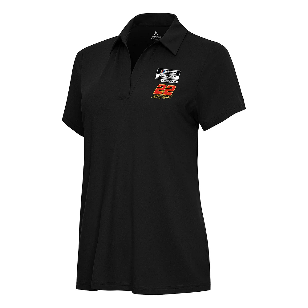 Women's Antigua Black Joey Logano Three-Time NASCAR Cup Series Champion Era Polo
