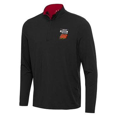 Men's Antigua Black/Red Joey Logano Three-Time NASCAR Cup Series Champion Content Quarter-Zip Top