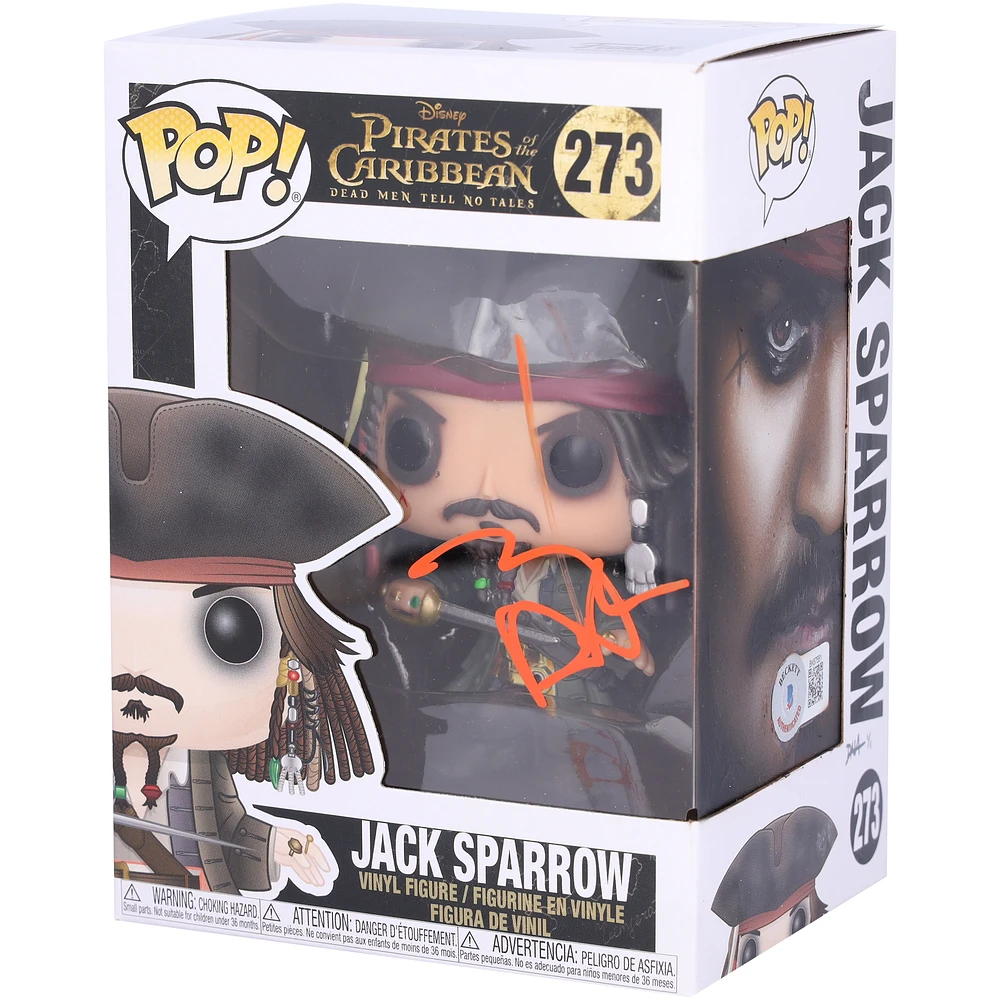 Johnny Depp Pirates of the Caribbean Autographed Jack Sparrow Funko Pop! Vinyl Figurine #273 - Signed in Orange Ink with Art by Diana Aitken - RG13339413