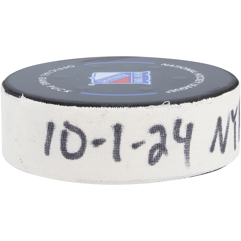 Kaapo Kakko New York Rangers Game-Used Goal Puck vs. New Jersey Devils on October 1, 2024