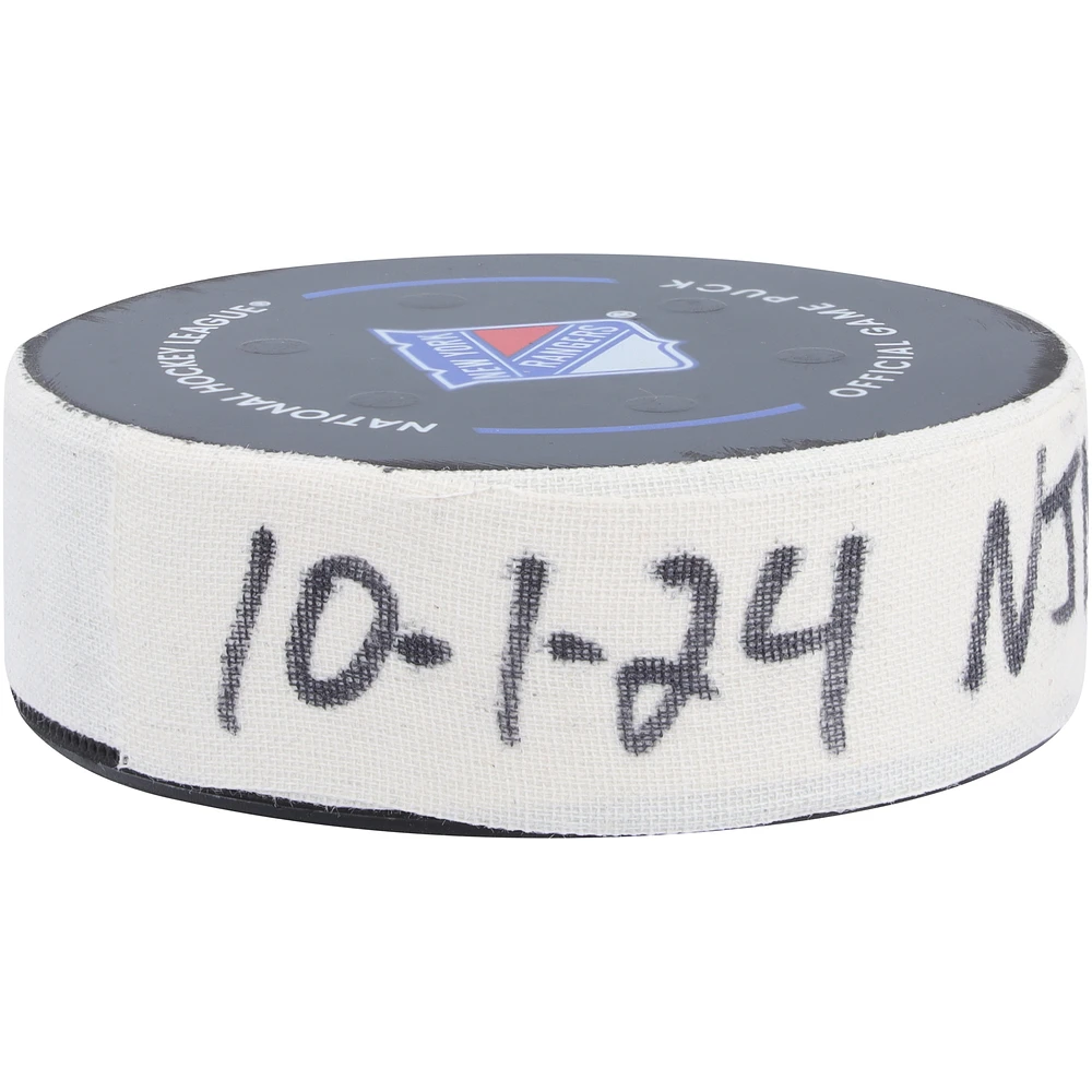 Jakub Zboril New Jersey Devils Game-Used Goal Puck vs. New York Rangers on October 1, 2024