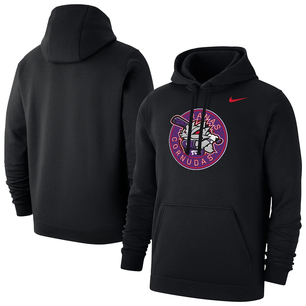 Men's Nike Black TCU Horned Frogs Ranas Cornudas Baseball Club Fleece Pullover Hoodie