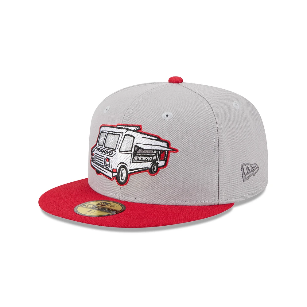 Men's New Era Gray Fresno Grizzlies Theme Nights 59FIFTY Fitted Hat