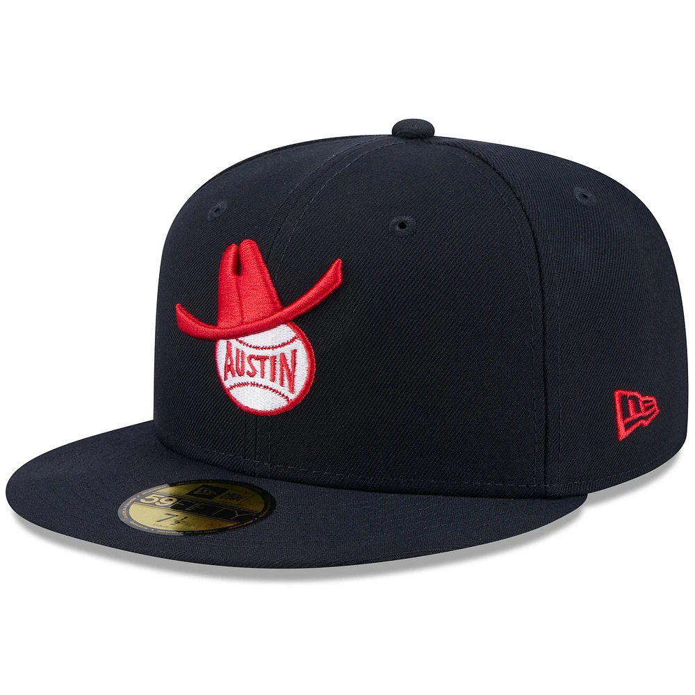 Men's New Era Navy Round Rock Express Theme Nights 59FIFTY Fitted Hat