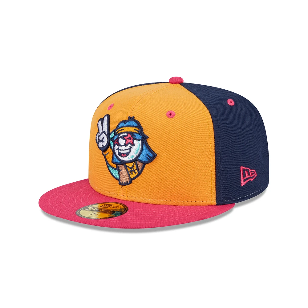 Men's New Era Gold Asheville Tourists Theme Nights 59FIFTY Fitted Hat