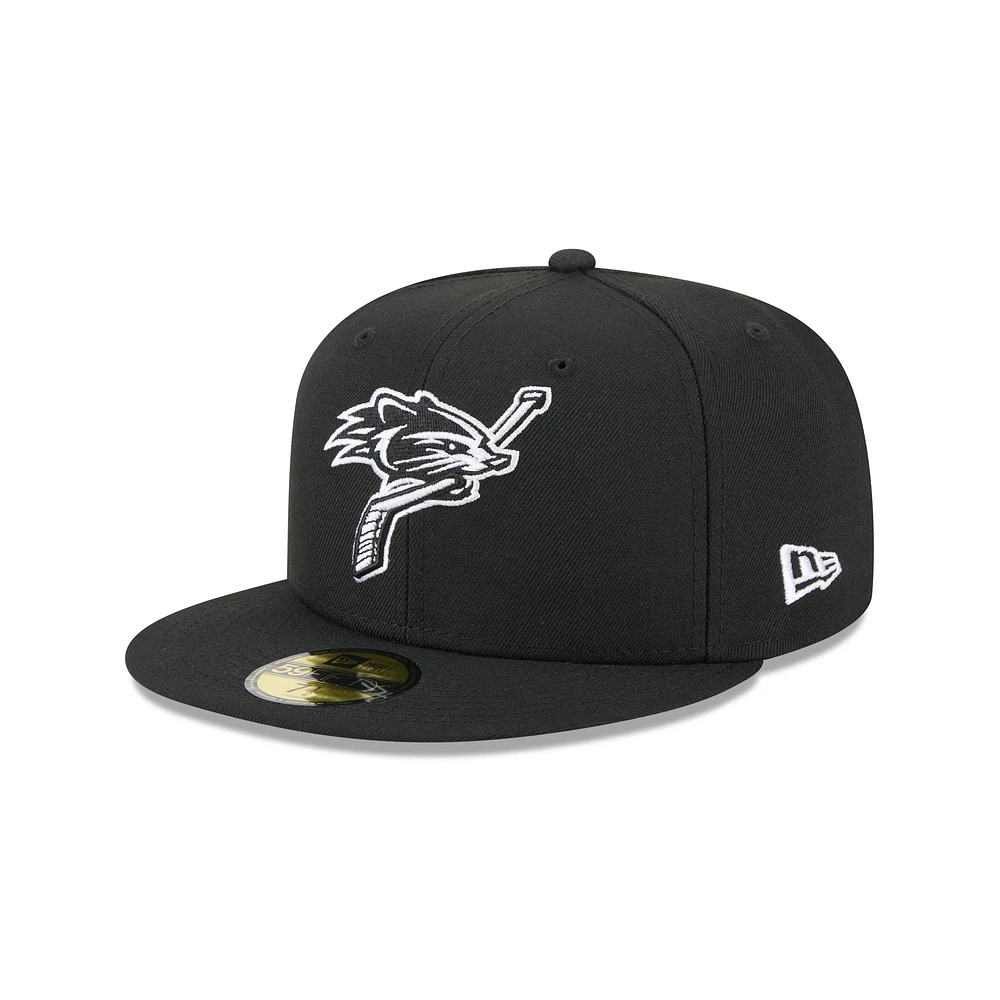 Men's New Era Black New Hampshire Fisher Cats Theme Nights 59FIFTY Fitted Hat