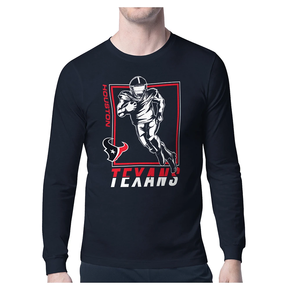 Men's Starter Navy Houston Texans Long Sleeve T-Shirt