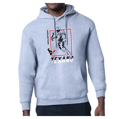 Men's Starter Heather Gray Houston Texans Tri-Blend Pullover Hoodie
