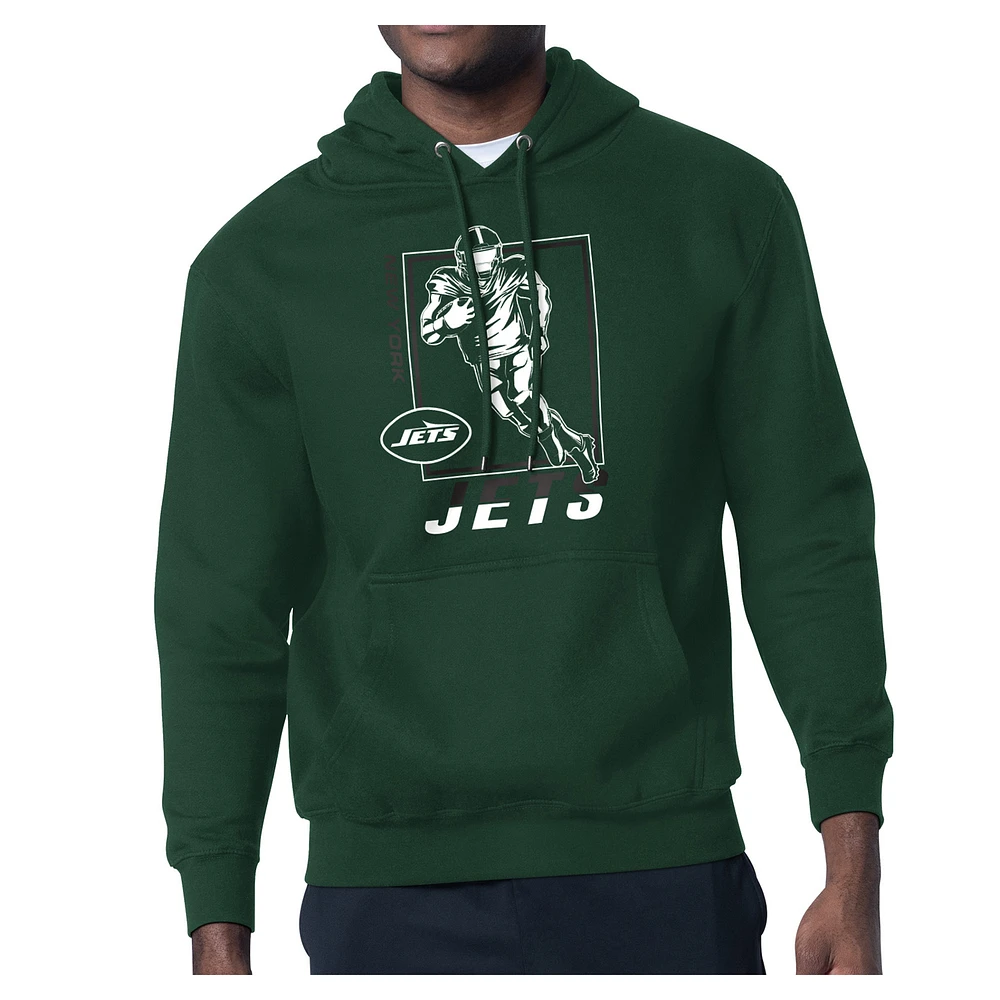 Men's Starter Green New York Jets Tri-Blend Pullover Hoodie