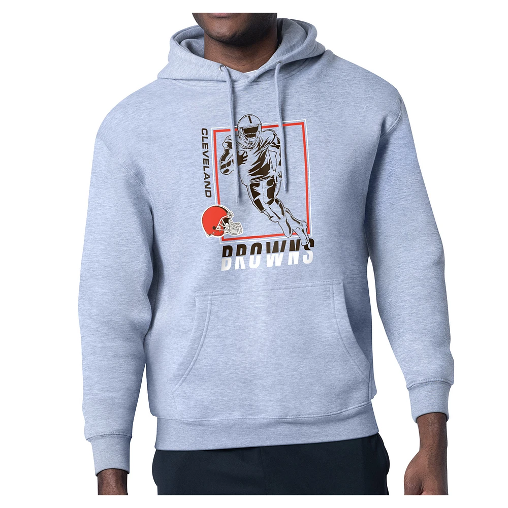 Men's Starter Heather Gray Cleveland Browns Tri-Blend Pullover Hoodie