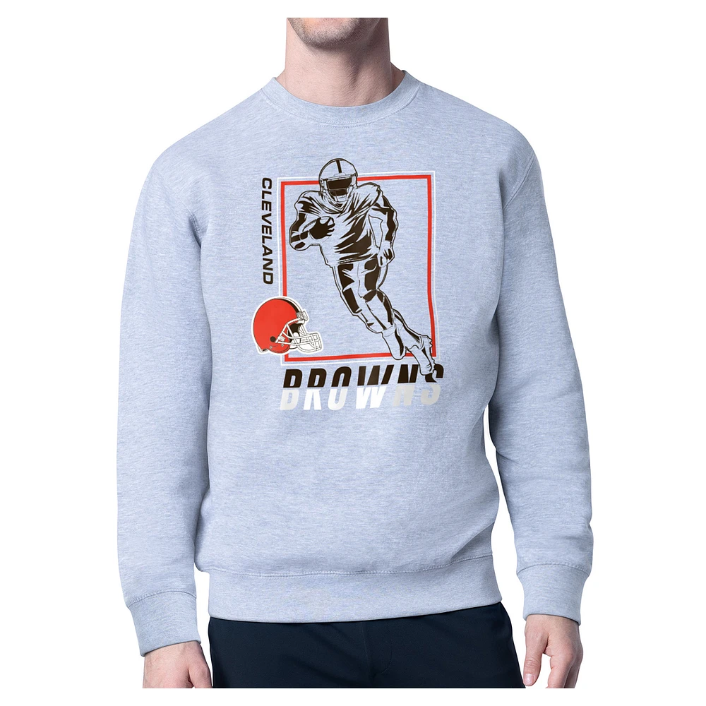 Men's Starter Heather Gray Cleveland Browns Tri-Blend Pullover Sweatshirt