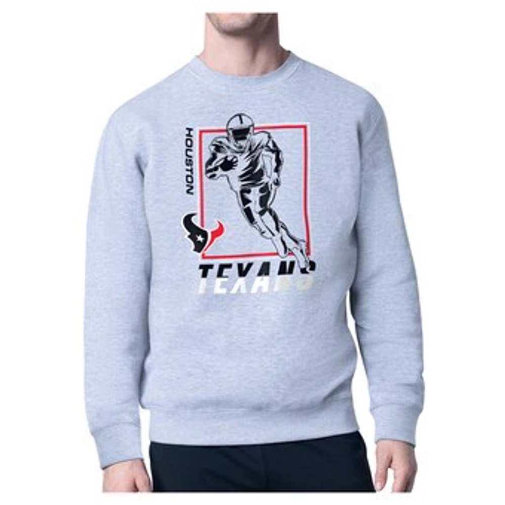 Men's Starter Heather Gray Houston Texans Tri-Blend Pullover Sweatshirt
