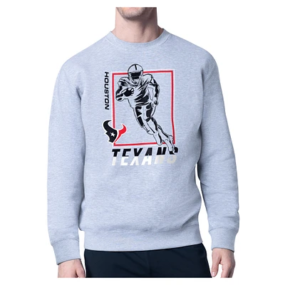 Men's Starter Heather Gray Houston Texans Tri-Blend Pullover Sweatshirt