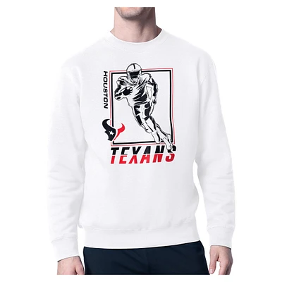 Men's Starter White Houston Texans Tri-Blend Pullover Sweatshirt
