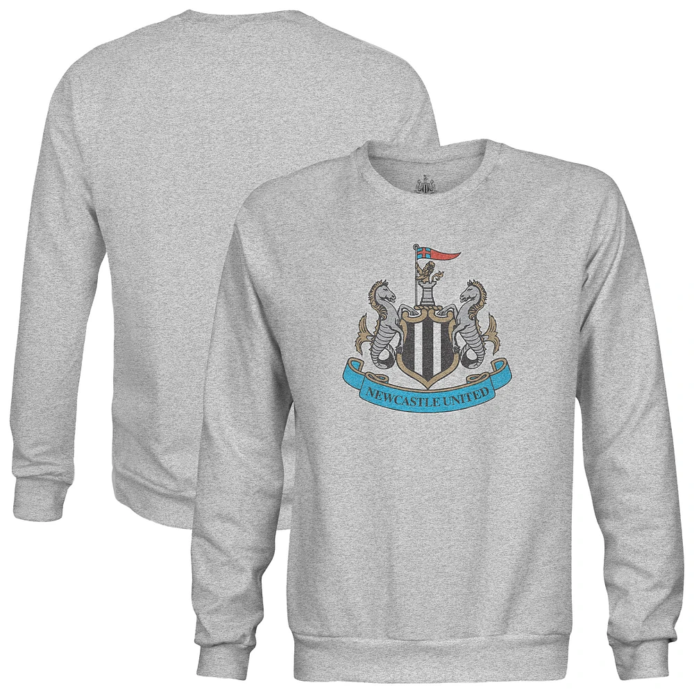 Men's 1863FC Heather Gray Newcastle United Color Badge Pullover Sweatshirt