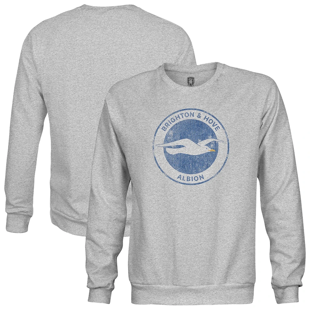 Men's 1863FC Heather Gray Brighton and Hove Albion Color Badge Pullover Sweatshirt
