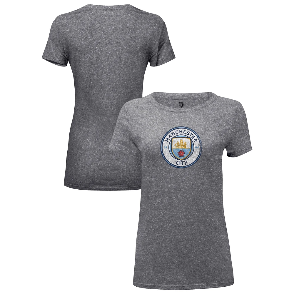 Women's 1863FC Heather Gray Manchester City Color Badge Tri-Blend T-Shirt