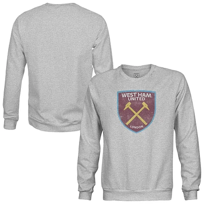 Men's 1863FC Heather Gray West Ham United Pullover Crewneck Sweatshirt