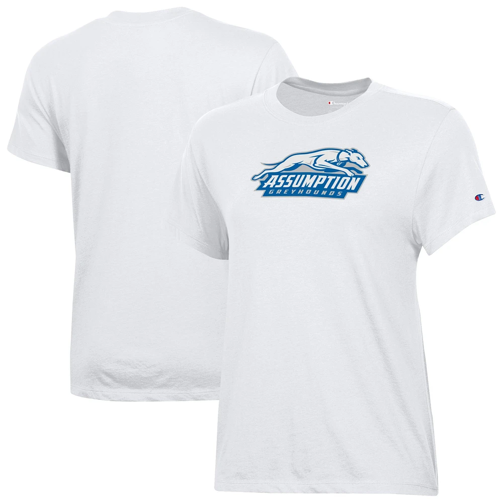 Women's Champion White Assumption Greyhounds Core T-Shirt