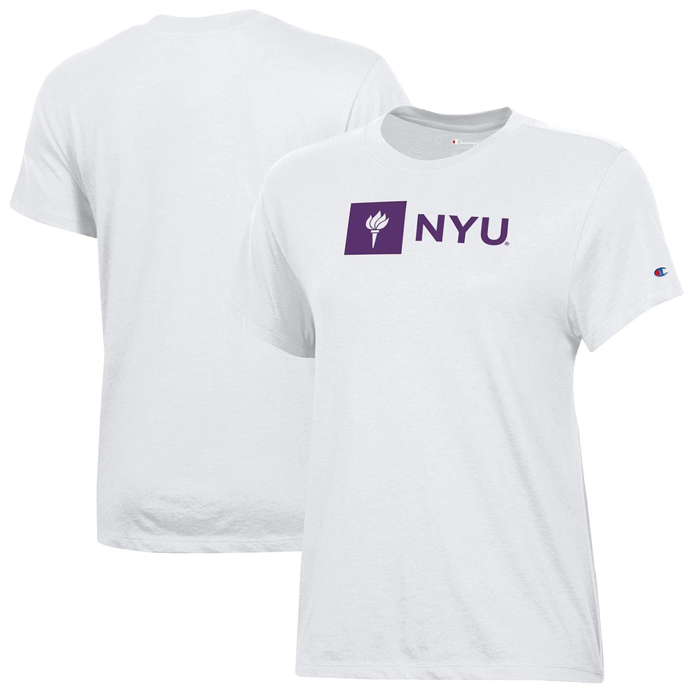Women's Champion White NYU Violets Core T-Shirt
