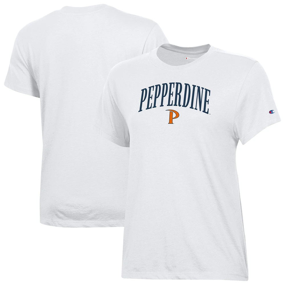 Women's Champion White Pepperdine Waves Core T-Shirt