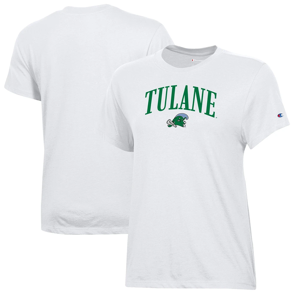 Women's Champion White Tulane Green Wave Core T-Shirt