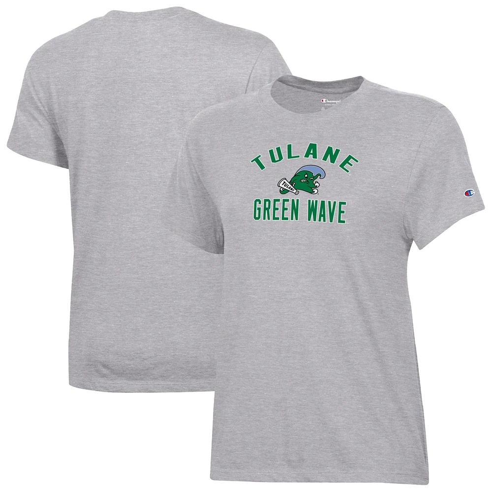 Women's Champion Gray Tulane Green Wave Core T-Shirt