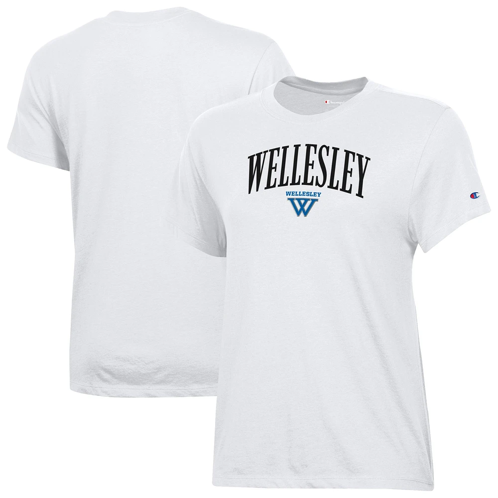 Women's Champion White Wellesley Blue Core T-Shirt